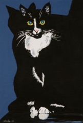 Katze gemalt in Tempera - Katzengemlde 09 der Kunstmalerin Marion Lux, Berlin