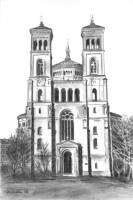 Kreuzberg-Motiv St.-Thomas-Kirche (Mariannenplatz, Berlin-Kreuzberg) - Bleistiftzeichnung von Marion Lux, Berlin