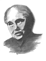 Portrait Anna Seghers - Bleistiftzeichnung nach Foto von Marion Lux, Berlin