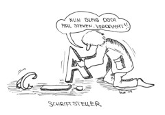 Comic Schriftsteller - gezeichnet von der Comic-Zeichnerin Marion Lux, Berlin