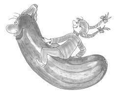 Comic fr den Biolino e. V. – 7 Zucchini mit Mdchen - gezeichnet von der Grafik-Designerin und Comic-Zeichnerin Marion Lux, Berlin